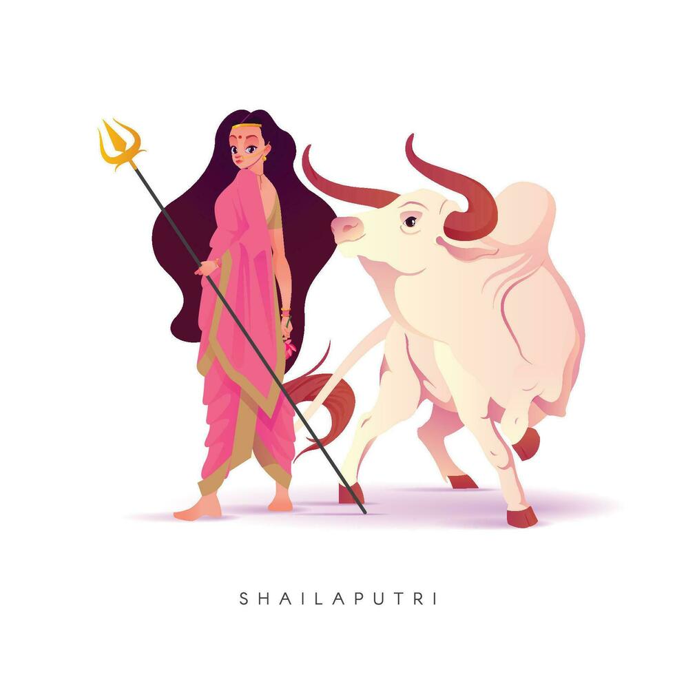 navratri concepto ilustración, diosa Shailaputri, contento navratri vector