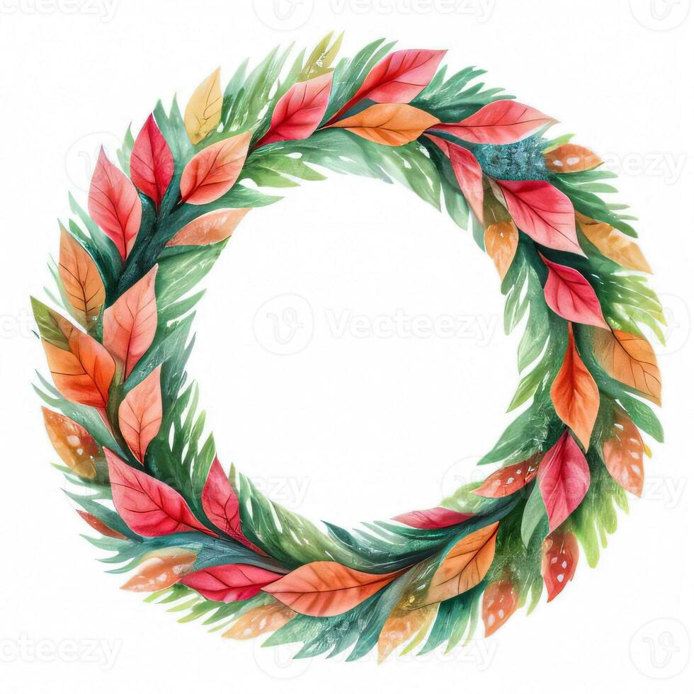 Watercolor Style Autumn Wreath Frame For Text photo