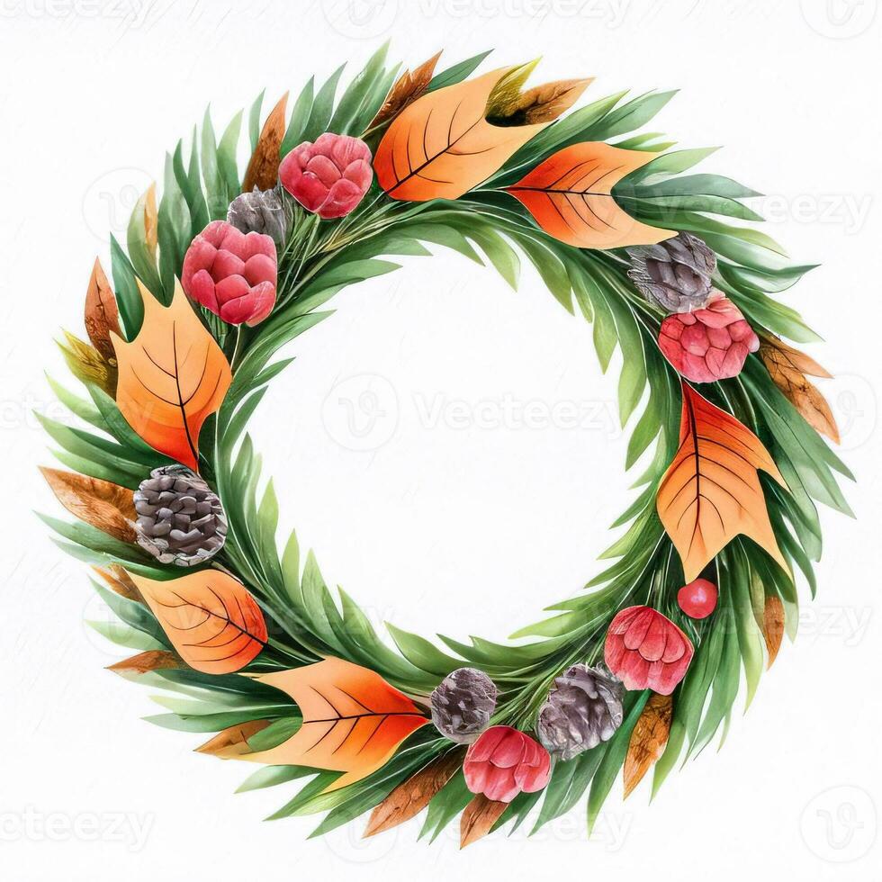 Watercolor Style Autumn Wreath Frame For Text photo