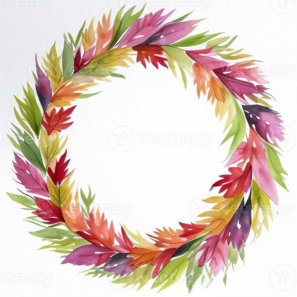 Watercolor Style Autumn Wreath Frame For Text photo