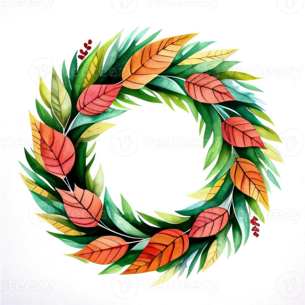 Watercolor Style Autumn Wreath Frame For Text photo