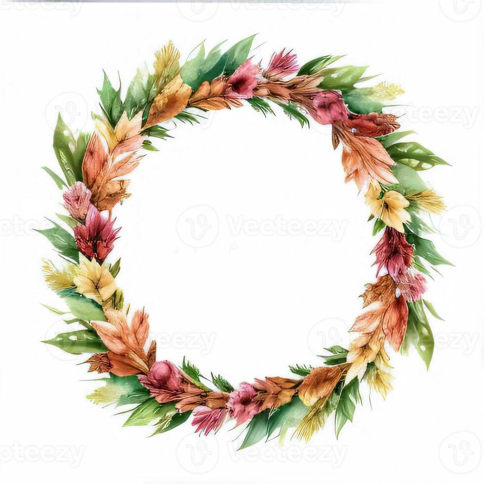 Watercolor Style Autumn Wreath Frame For Text photo