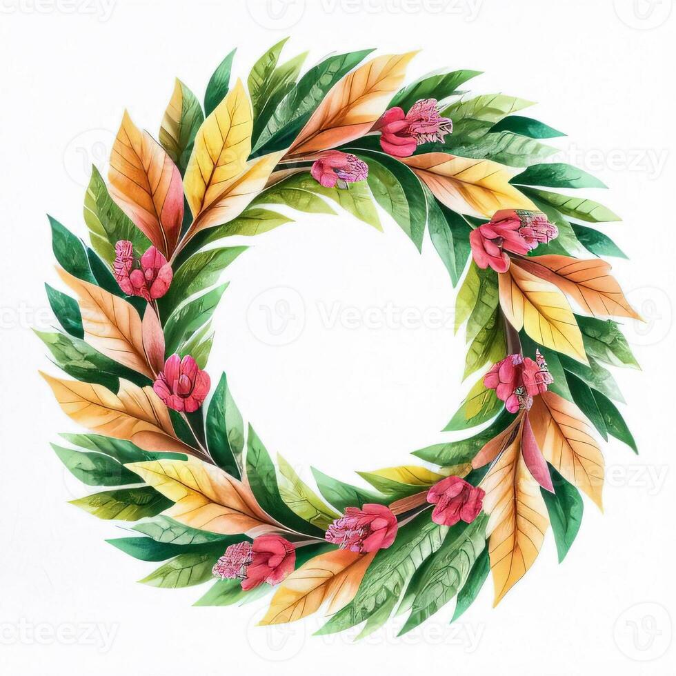 Watercolor Style Autumn Wreath Frame For Text photo