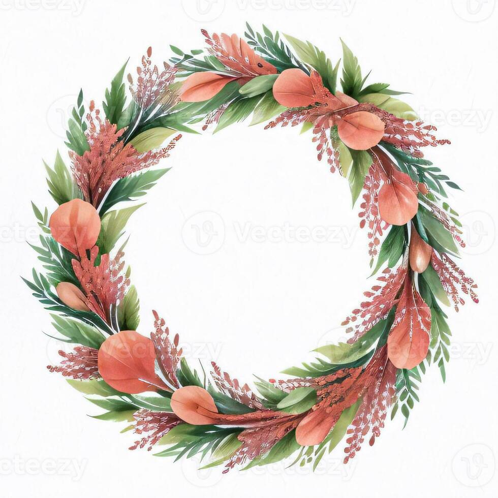 Watercolor Style Autumn Wreath Frame For Text photo