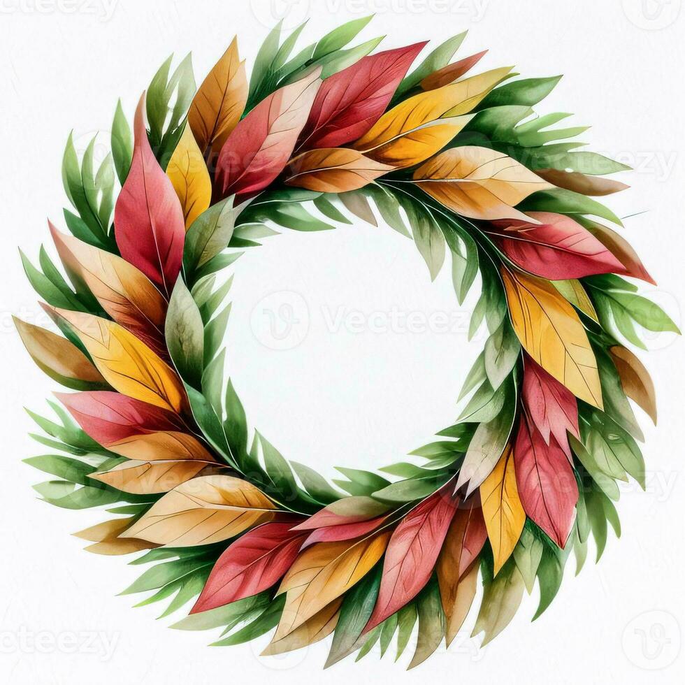 Watercolor Style Autumn Wreath Frame For Text photo