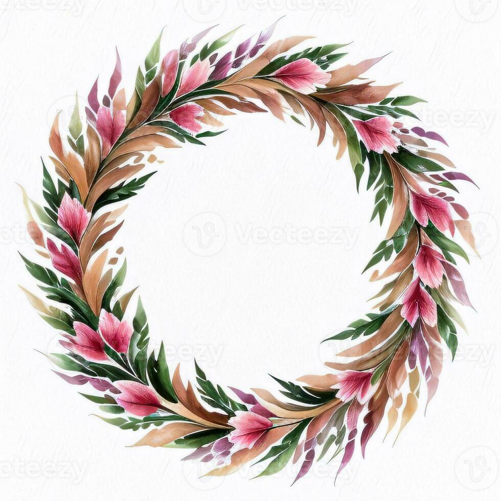 Watercolor Style Autumn Wreath Frame For Text photo