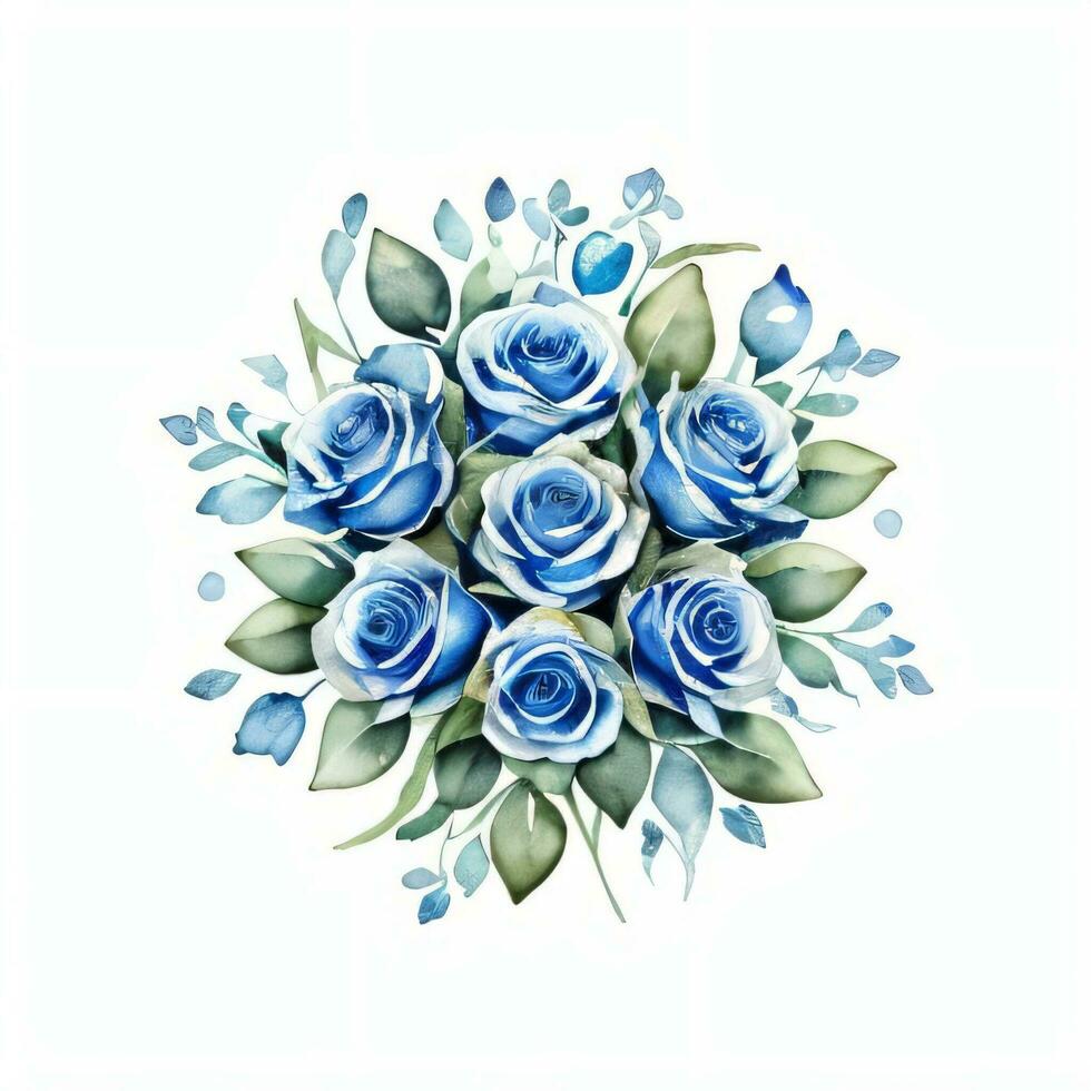 Watercolor Blue Roses Clipart photo