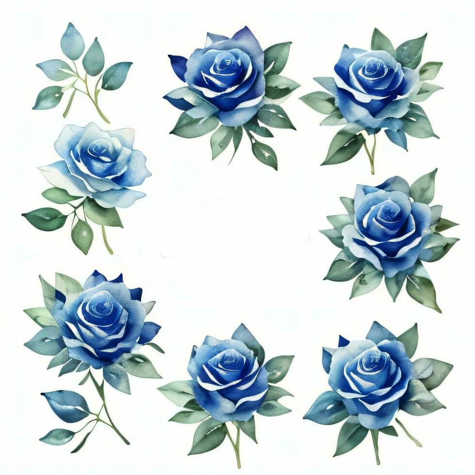 acuarela azul rosas clipart foto