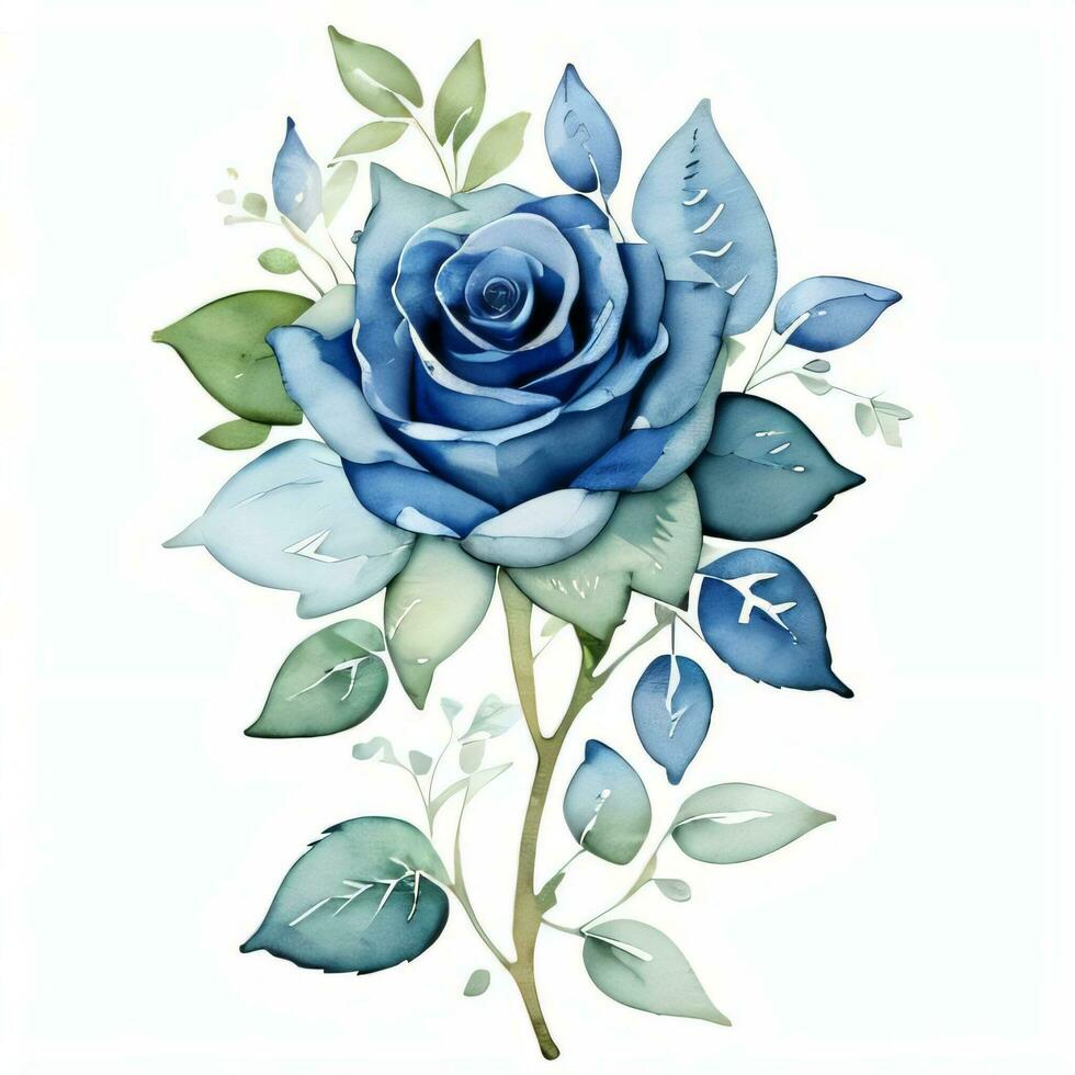 Watercolor Blue Roses Clipart photo