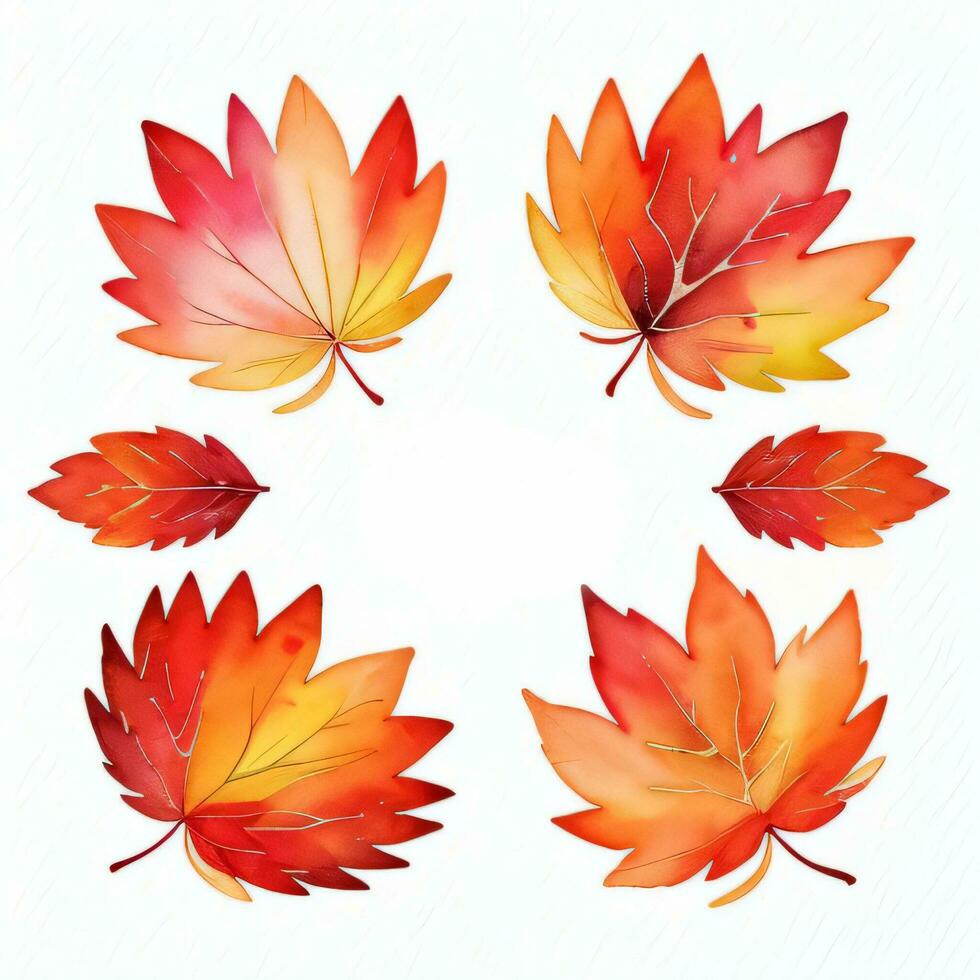 Watercolor Fall Leaves Clipart photo