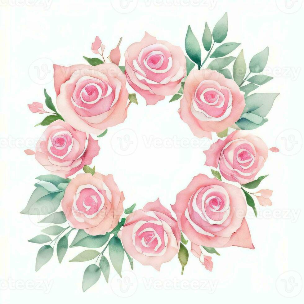 Pink Watercolor Roses Clipart photo