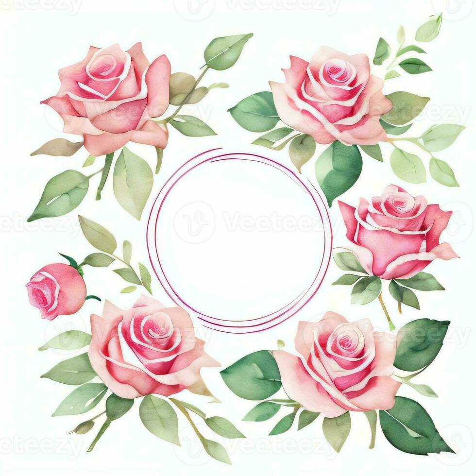 Pink Watercolor Roses Clipart photo