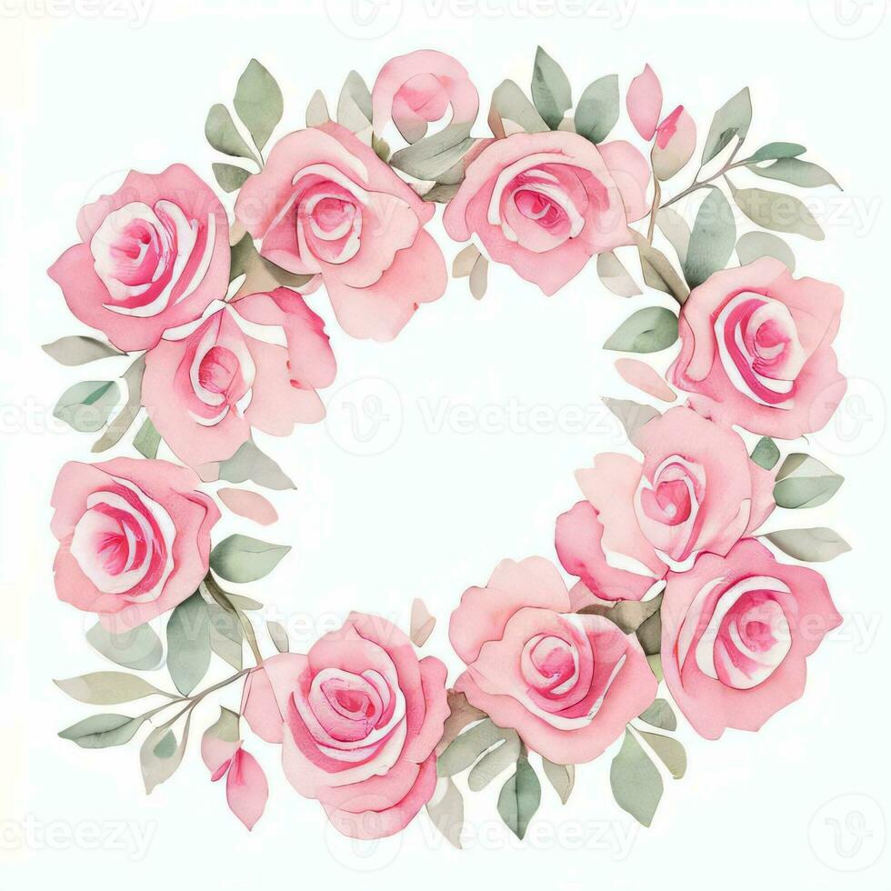 Pink Watercolor Roses Clipart photo