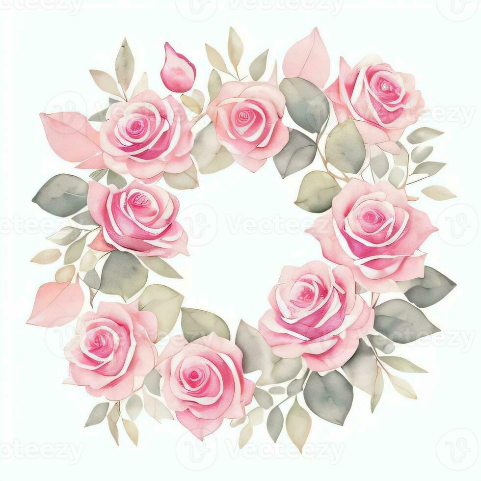 Pink Watercolor Roses Clipart photo