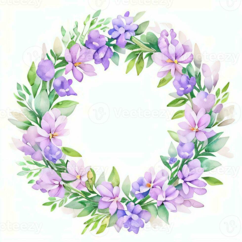 Watercolor Lilac Flowers Clipart photo