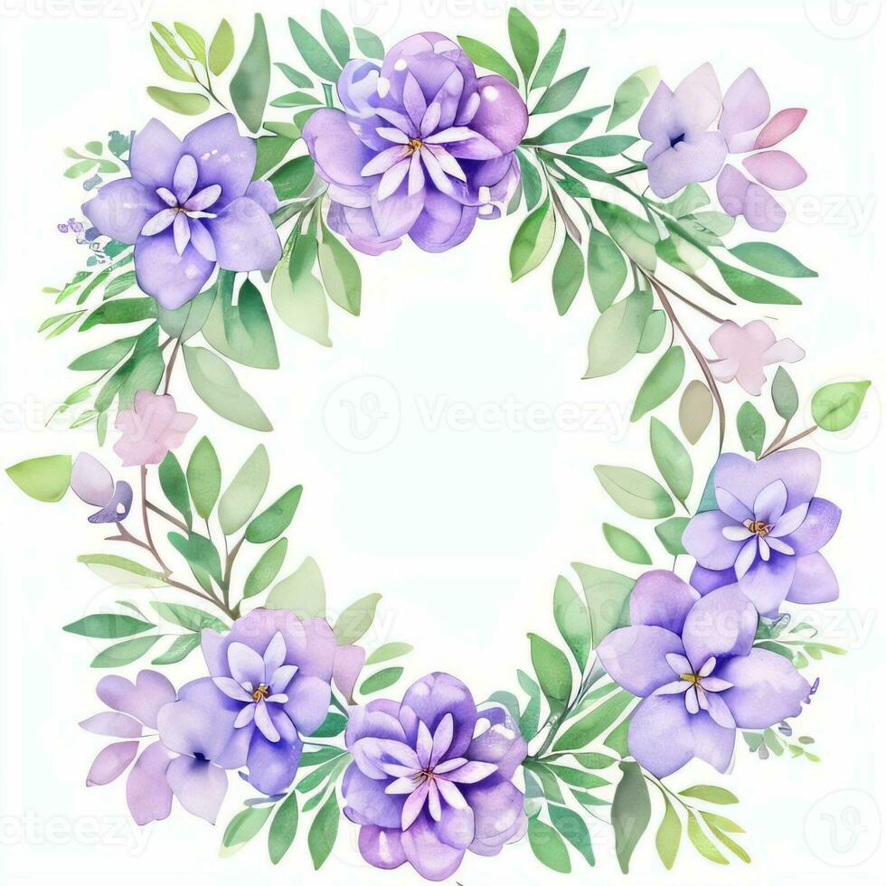 Watercolor Lilac Flowers Clipart photo