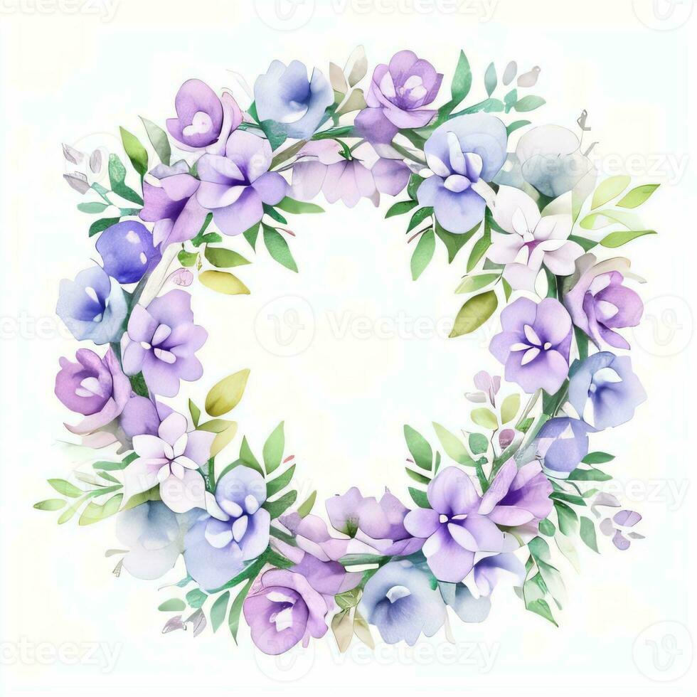 Watercolor Lilac Flowers Clipart photo