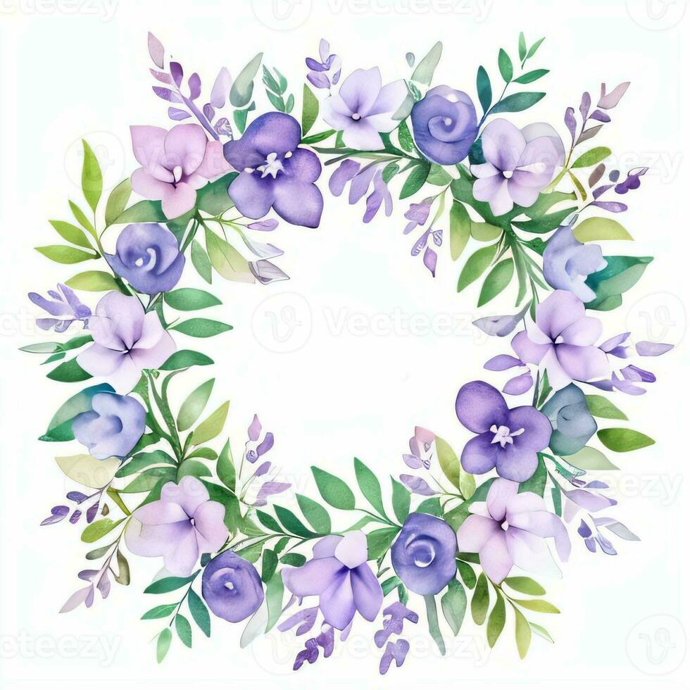 Watercolor Lilac Flowers Clipart photo