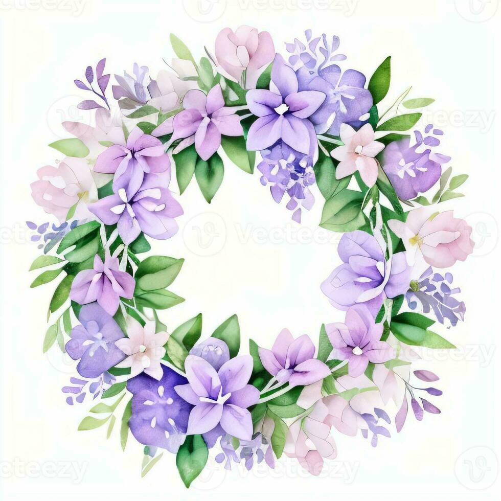 Watercolor Lilac Flowers Clipart photo