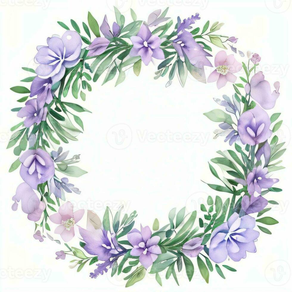 Watercolor Lilac Flowers Clipart photo