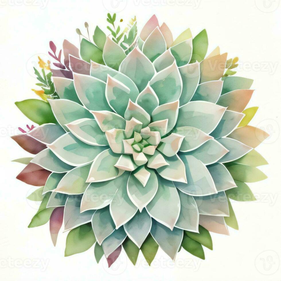 Watercolor Succulents Clipart photo