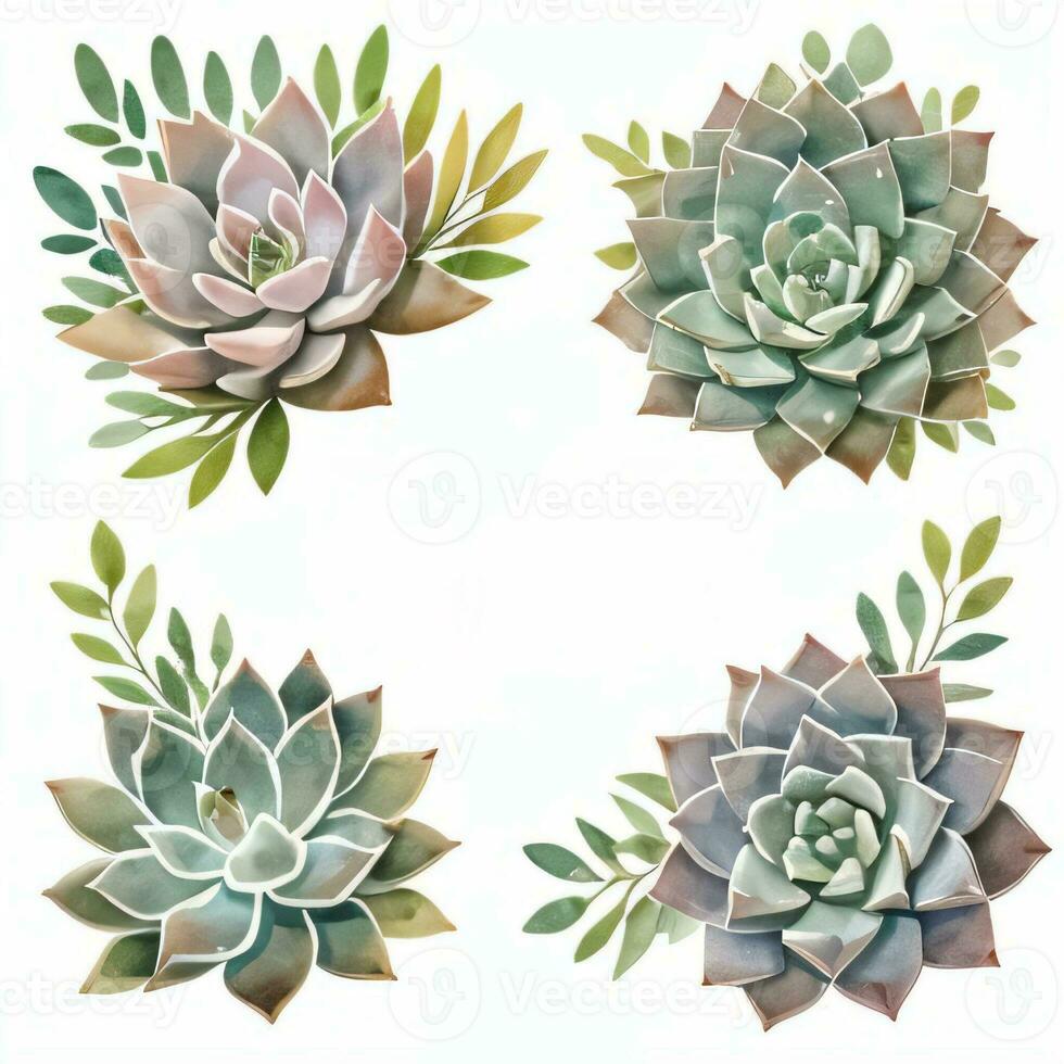 Watercolor Succulents Clipart photo