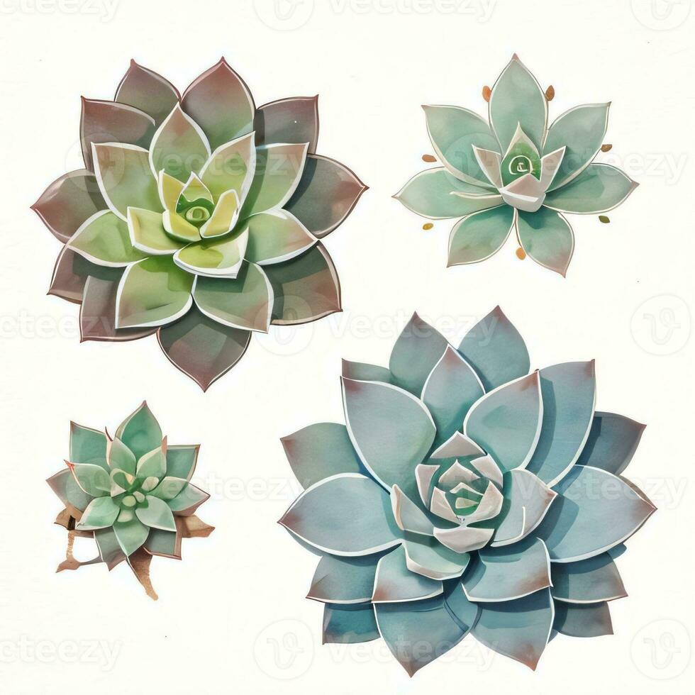 Watercolor Succulents Clipart photo