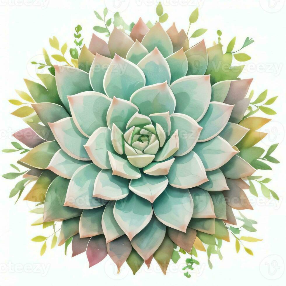 Watercolor Succulents Clipart photo