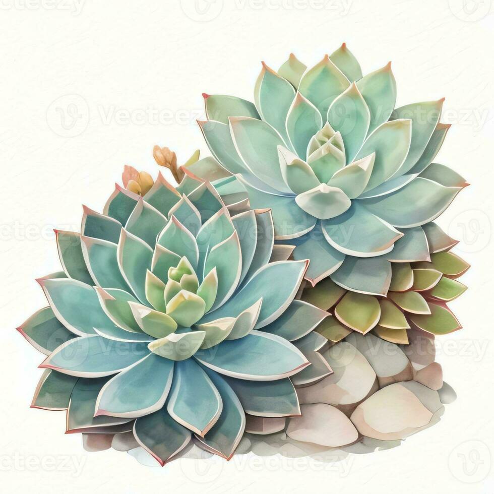 Watercolor Succulents Clipart photo