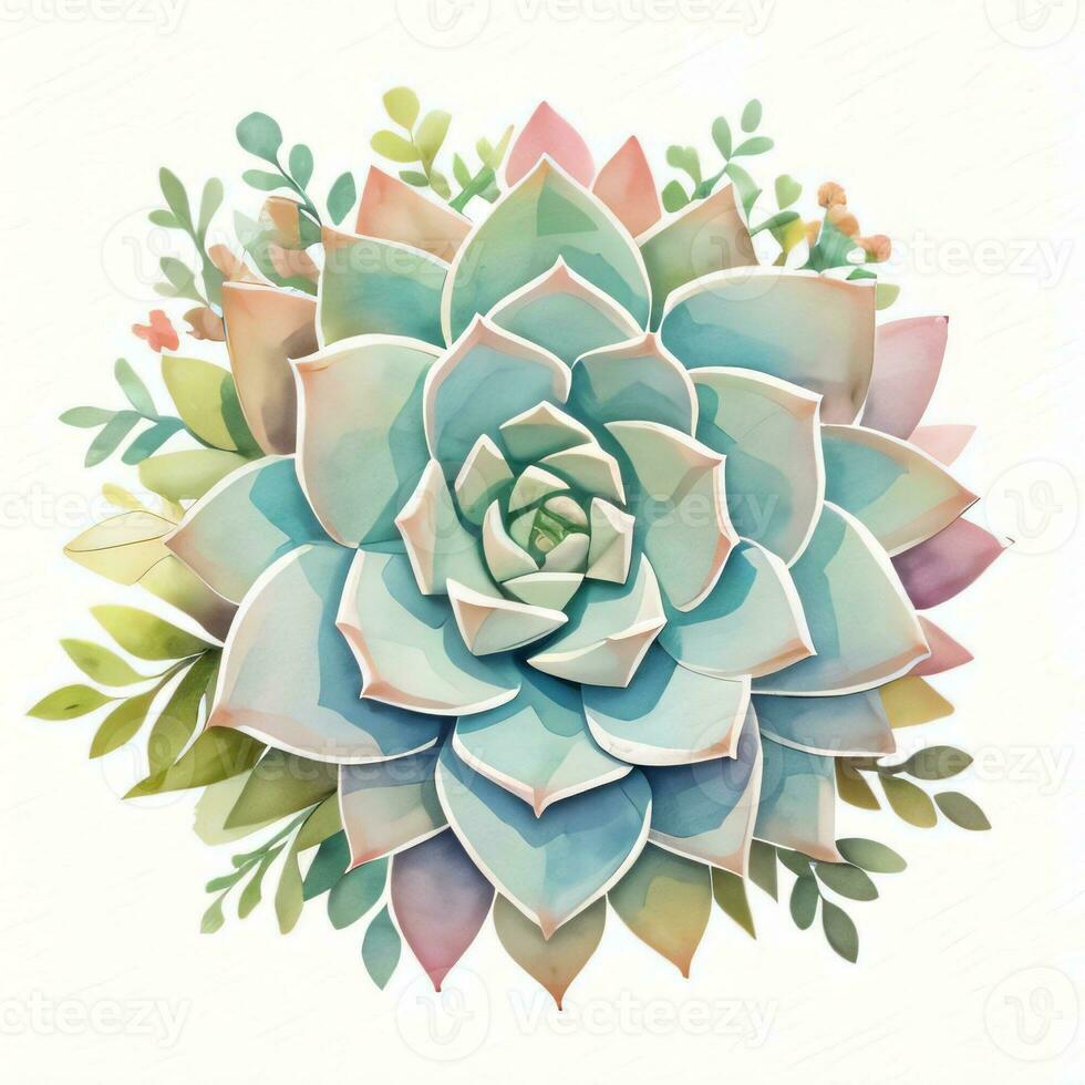 Watercolor Succulents Clipart photo