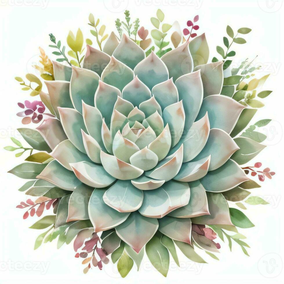 Watercolor Succulents Clipart photo