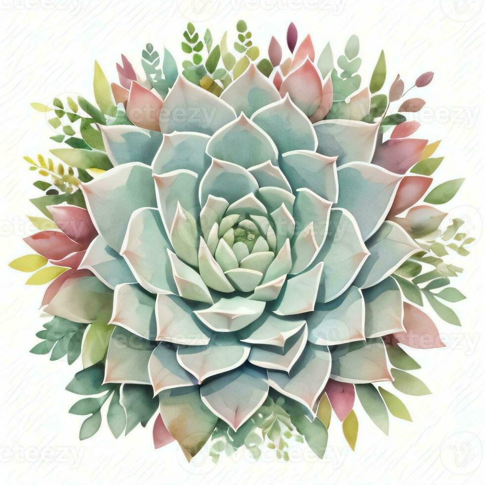 Watercolor Succulents Clipart photo
