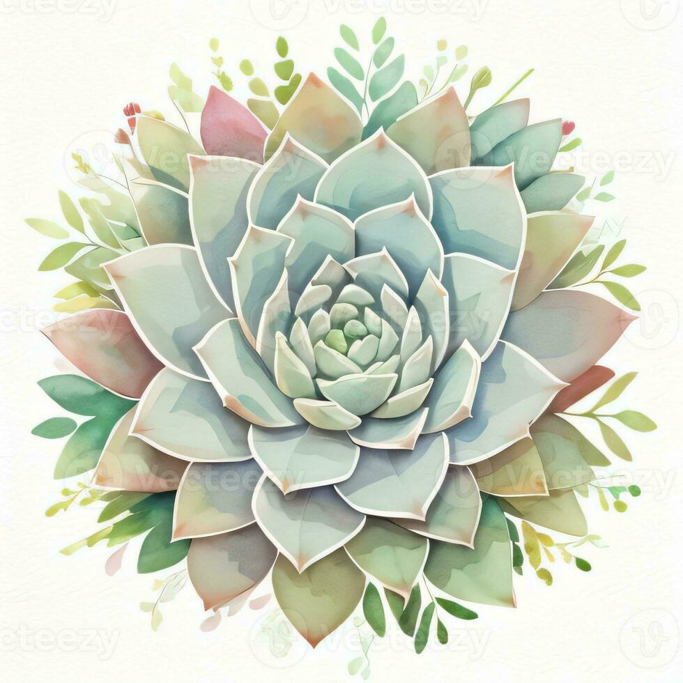 Watercolor Succulents Clipart photo