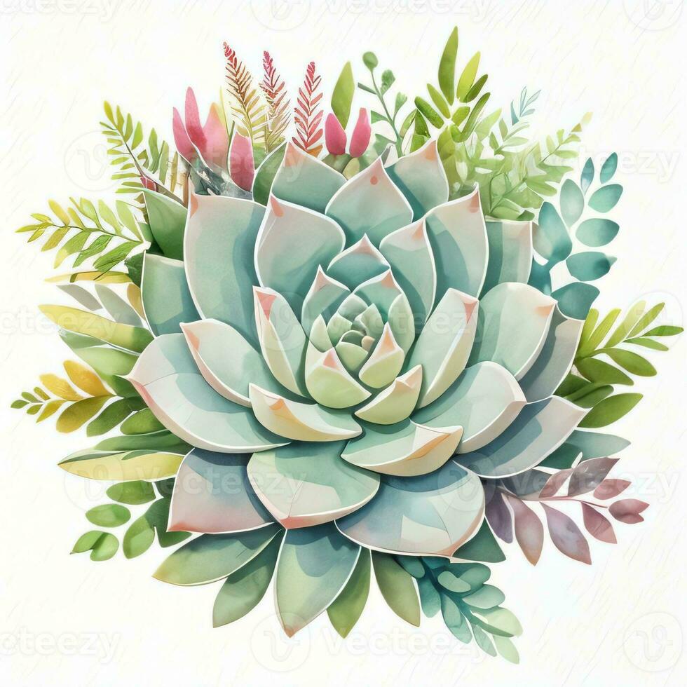 Watercolor Succulents Clipart photo