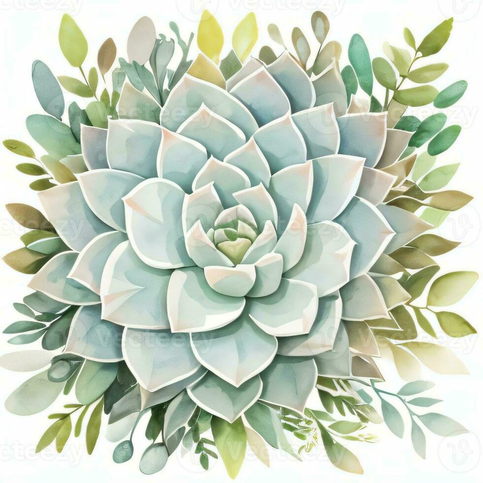 Watercolor Succulents Clipart photo