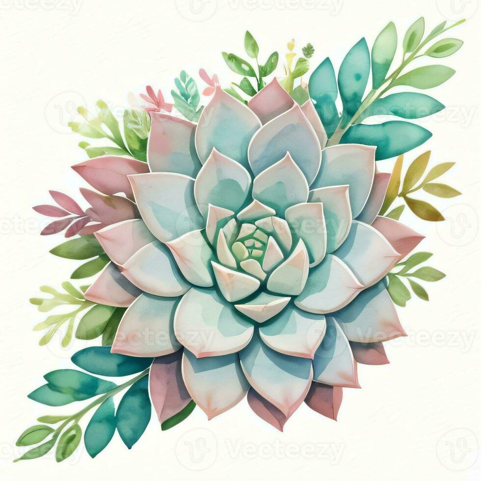 Watercolor Succulents Clipart photo