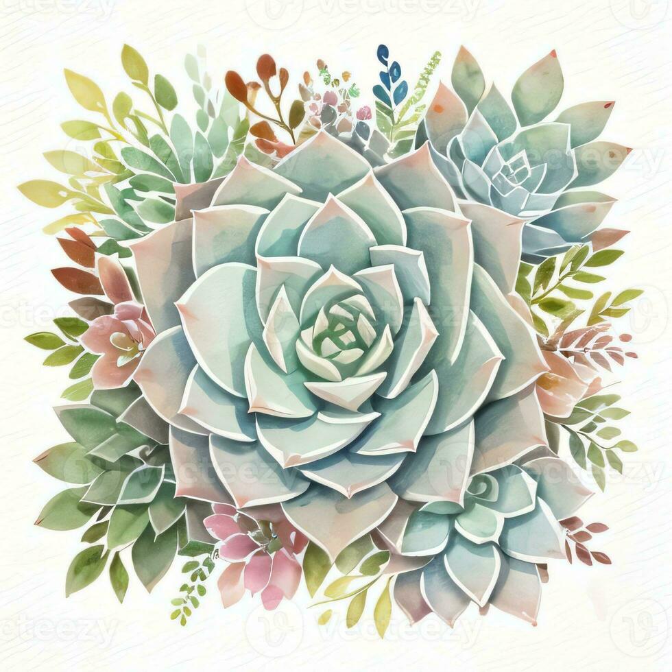 Watercolor Succulents Clipart photo