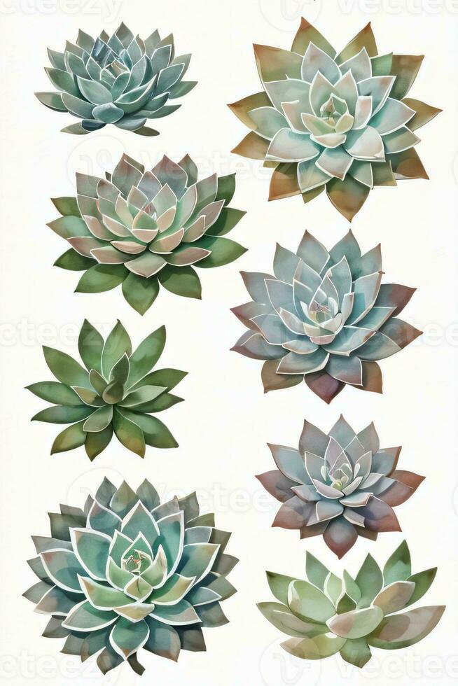 Watercolor Succulents Clipart photo