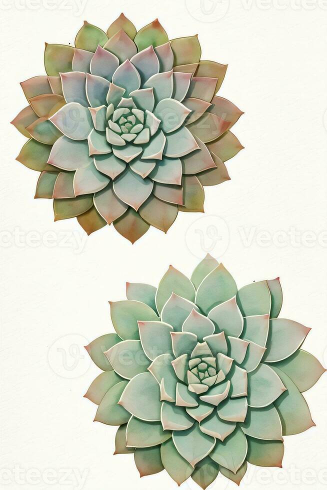 Watercolor Succulents Clipart photo
