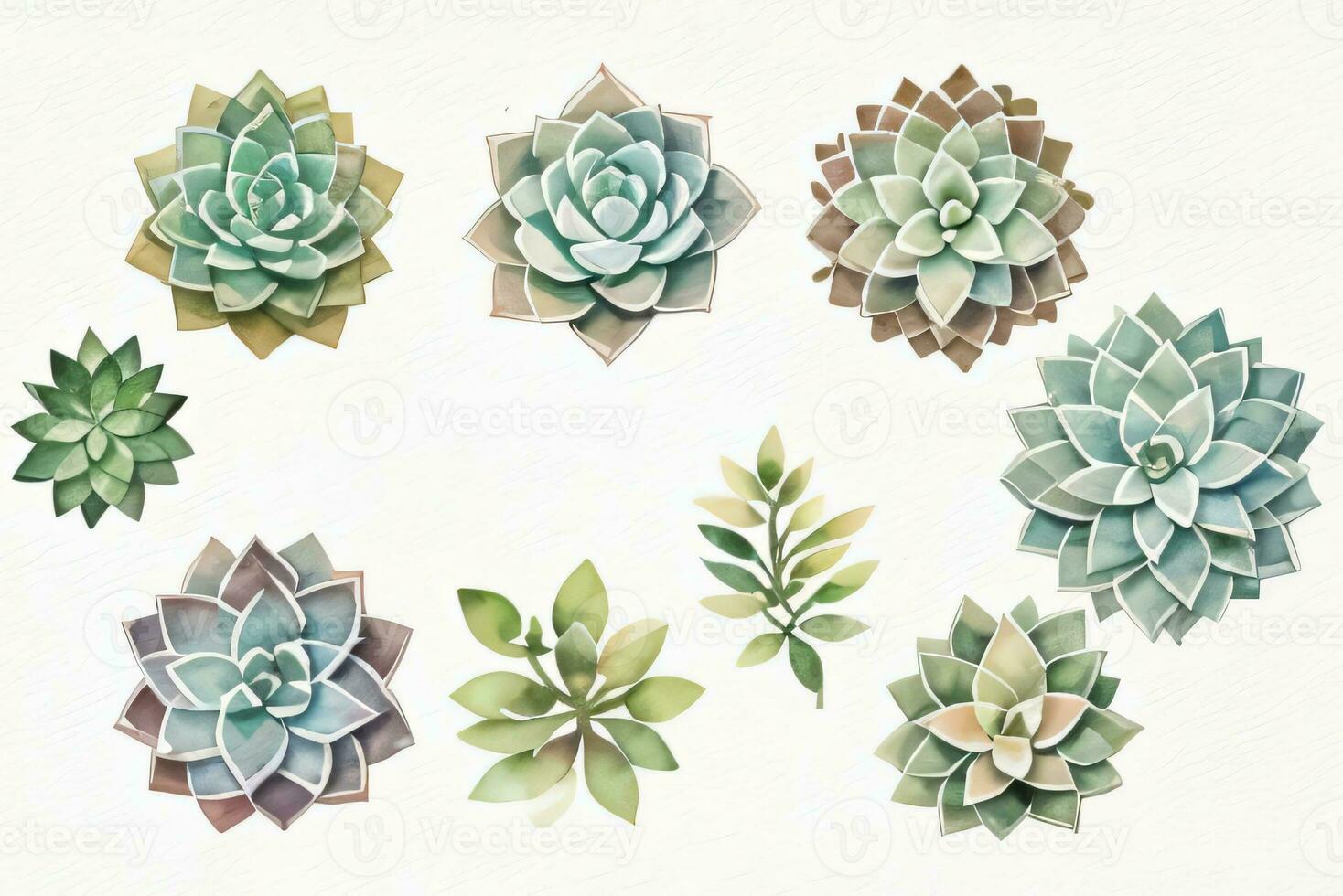 Watercolor Succulents Clipart photo