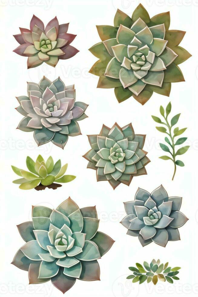 Watercolor Succulents Clipart photo