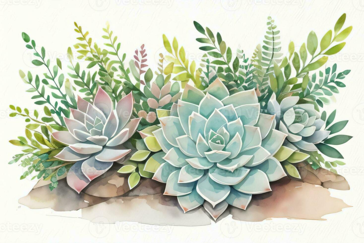Watercolor Succulents Clipart photo