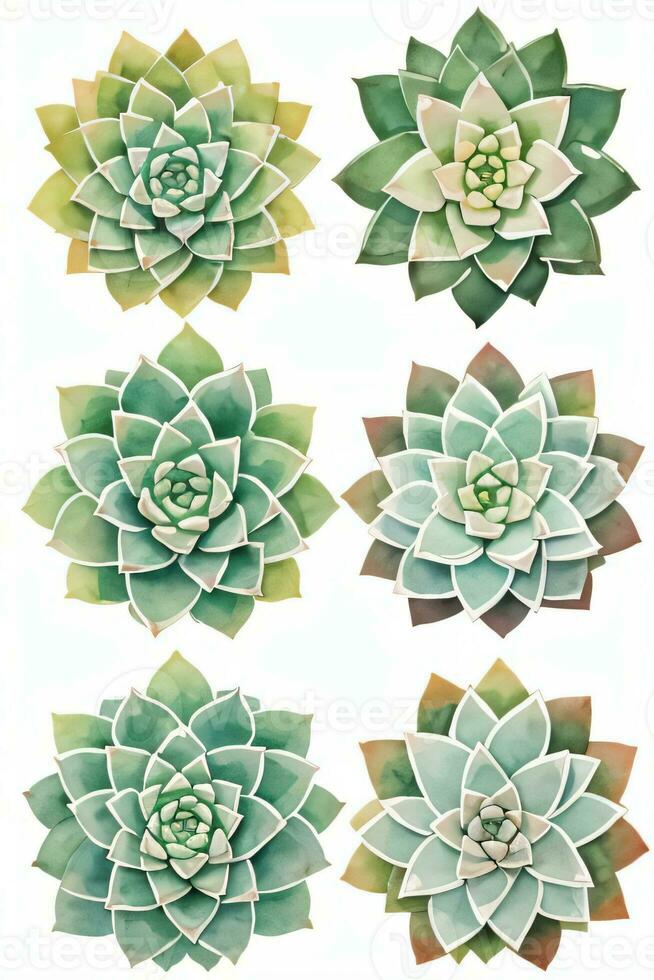 Watercolor Succulents Clipart photo