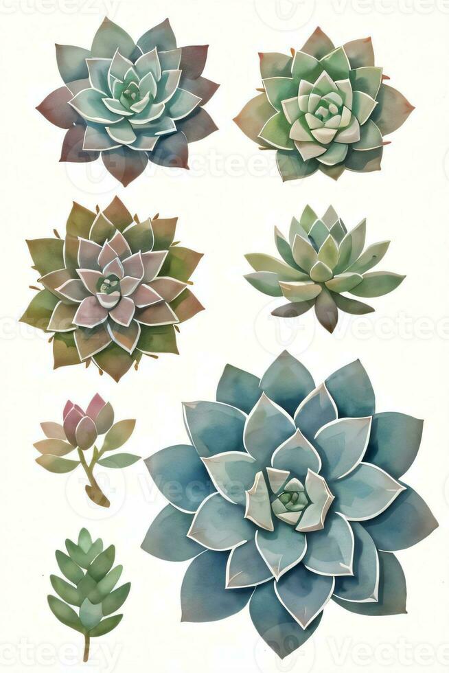 Watercolor Succulents Clipart photo