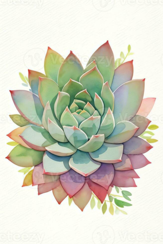 Watercolor Succulents Clipart photo