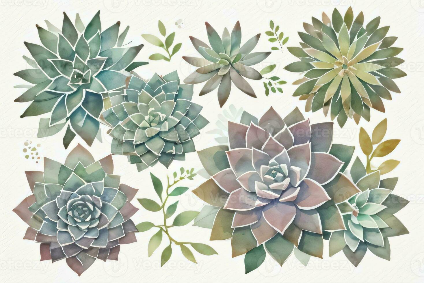 Watercolor Succulents Clipart photo