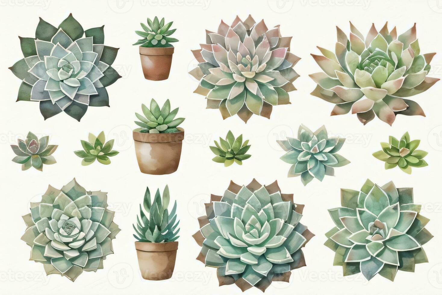 Watercolor Succulents Clipart photo