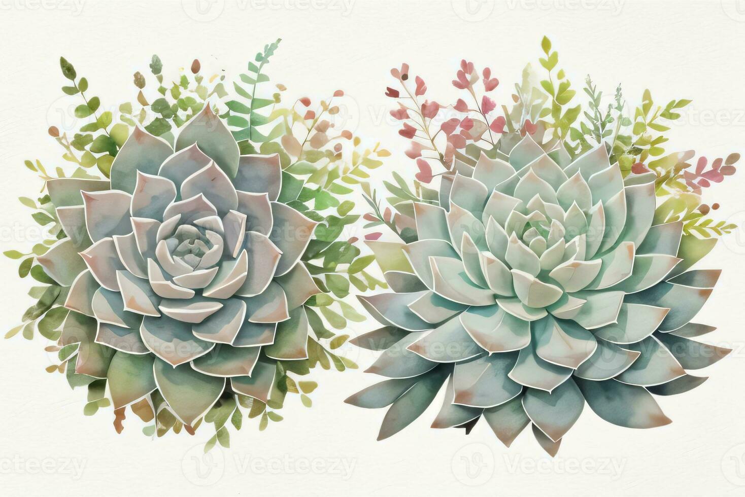 Watercolor Succulents Clipart photo