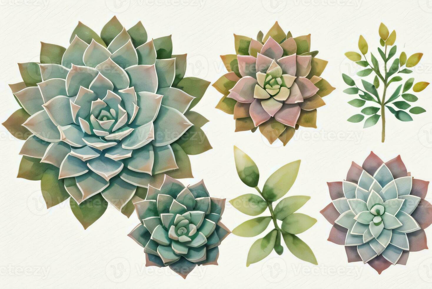 Watercolor Succulents Clipart photo