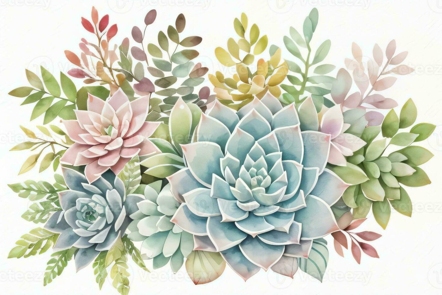Watercolor Succulents Clipart photo